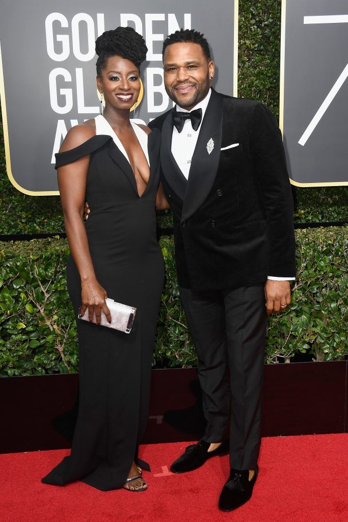 BEVERLY HILLS, CA - JANUARY 07:  Actor Anthony Anderson (R) and Alvina Stewart attend The 75th Annual Golden Globe Awards at The Beverly Hilton Hotel on January 7, 2018 in Beverly Hills, California.  (Photo by Frazer Harrison/Getty Images)