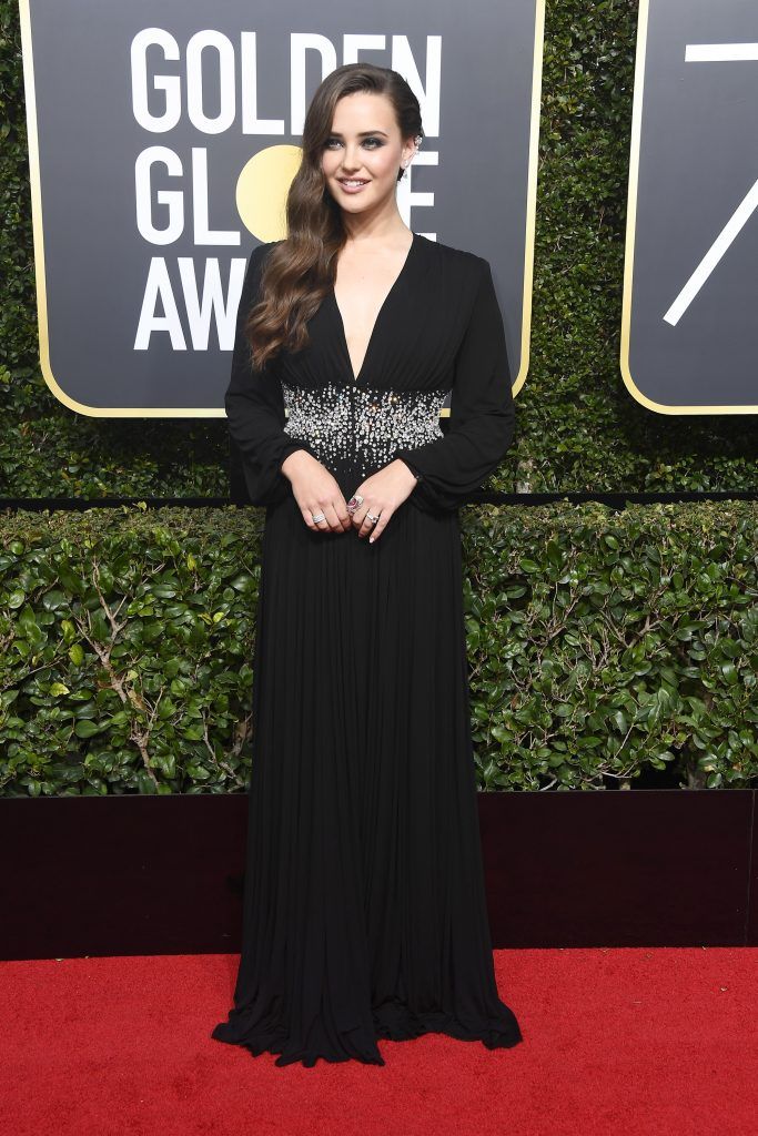 BEVERLY HILLS, CA - JANUARY 07:  Actor Katherine Langford attends The 75th Annual Golden Globe Awards at The Beverly Hilton Hotel on January 7, 2018 in Beverly Hills, California.  (Photo by Frazer Harrison/Getty Images)