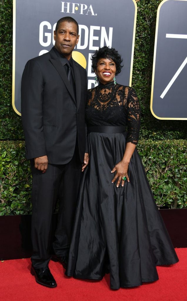 Actor Denzel Washington (L) and Pauletta Washington arrive for the 75th Golden Globe Awards on January 7, 2018, in Beverly Hills, California. / AFP PHOTO / VALERIE MACON        (Photo credit should read VALERIE MACON/AFP/Getty Images)
