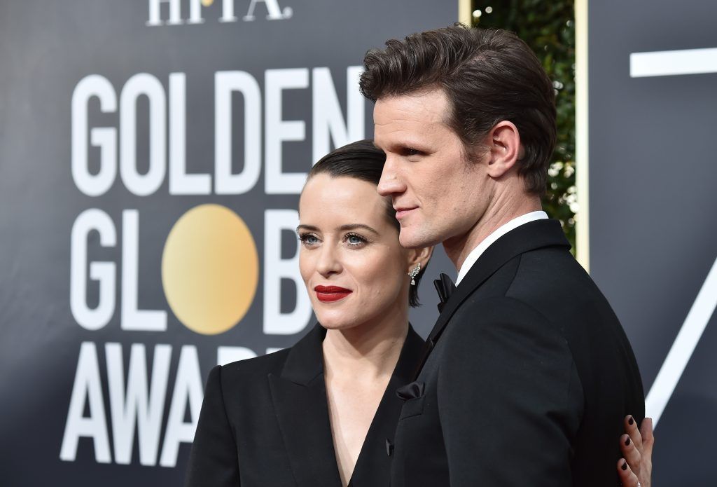 BEVERLY HILLS, CA - JANUARY 07:  Actors Claire Foy (L) and Matt Smith attend The 75th Annual Golden Globe Awards at The Beverly Hilton Hotel on January 7, 2018 in Beverly Hills, California.  (Photo by Frazer Harrison/Getty Images)