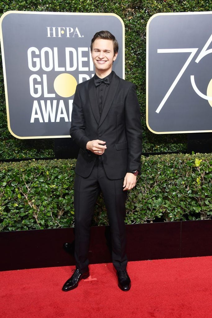 BEVERLY HILLS, CA - JANUARY 07:  Ansel Elgort attends The 75th Annual Golden Globe Awards at The Beverly Hilton Hotel on January 7, 2018 in Beverly Hills, California.  (Photo by Frazer Harrison/Getty Images)