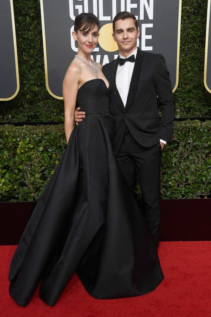 BEVERLY HILLS, CA - JANUARY 07:  Actors Alison Brie and Dave Franco attend The 75th Annual Golden Globe Awards at The Beverly Hilton Hotel on January 7, 2018 in Beverly Hills, California.  (Photo by Frazer Harrison/Getty Images)