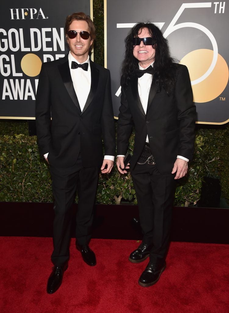 BEVERLY HILLS, CA - JANUARY 07:  Tommy Wiseau (R) and actor Gregory Sestero attends The 75th Annual Golden Globe Awards at The Beverly Hilton Hotel on January 7, 2018 in Beverly Hills, California.  (Photo by Alberto E. Rodriguez/Getty Images)