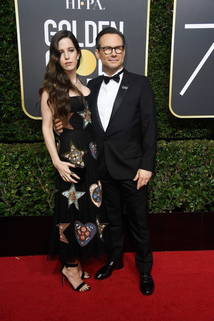 BEVERLY HILLS, CA - JANUARY 07:  Brittany Lopez and Christian Slater attend The 75th Annual Golden Globe Awards at The Beverly Hilton Hotel on January 7, 2018 in Beverly Hills, California.  (Photo by Frazer Harrison/Getty Images)