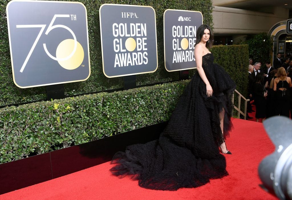 BEVERLY HILLS, CA - JANUARY 07:  Kendall Jenner attends The 75th Annual Golden Globe Awards at The Beverly Hilton Hotel on January 7, 2018 in Beverly Hills, California.  (Photo by Frazer Harrison/Getty Images)