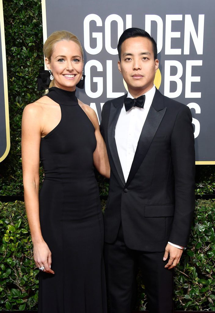 BEVERLY HILLS, CA - JANUARY 07:  Director Alan Yang (R) and guest attend The 75th Annual Golden Globe Awards at The Beverly Hilton Hotel on January 7, 2018 in Beverly Hills, California.  (Photo by Frazer Harrison/Getty Images)
