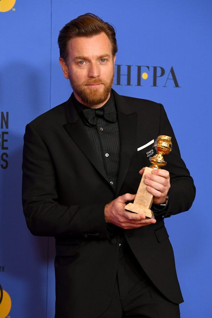 BEVERLY HILLS, CA - JANUARY 07:  Ewan McGregor poses with his award for Best Performance by an Actor in a Limited Series or a Motion Picture Made for Television for 'Fargo' in the press room during The 75th Annual Golden Globe Awards at The Beverly Hilton Hotel on January 7, 2018 in Beverly Hills, California.  (Photo by Kevin Winter/Getty Images)