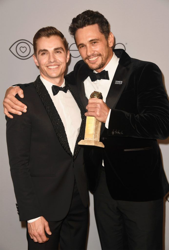 Actor Dave Franco and actor/filmmaker James Franco, winner of the award for Best Performance by an Actor in a Motion Picture (Musical or Comedy) for 'The Disaster Artist,' pose at the 19th Annual Post-Golden Globes Party hosted by Warner Bros. Pictures and InStyle at The Beverly Hilton Hotel on January 7, 2018 in Beverly Hills, California.  (Photo by Frazer Harrison/Getty Images)