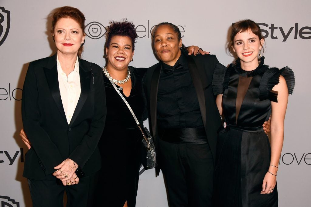 Actor Susan Sarandon, activists Rosa Clemente and Marai Larasi, and actor Emma Watson attend 19th Annual Post-Golden Globes Party hosted by Warner Bros. Pictures and InStyle at The Beverly Hilton Hotel on January 7, 2018 in Beverly Hills, California.  (Photo by Frazer Harrison/Getty Images)