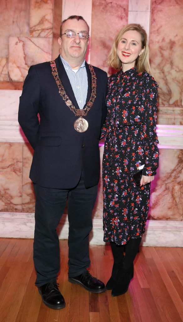 Lord Mayor of Dublin Micheal MacDonncha and Claudine Murray pictured at the launch of TradFest 2018 at the Department of Foreign Affairs, Dublin. Photo: Brian McEvoy Photography