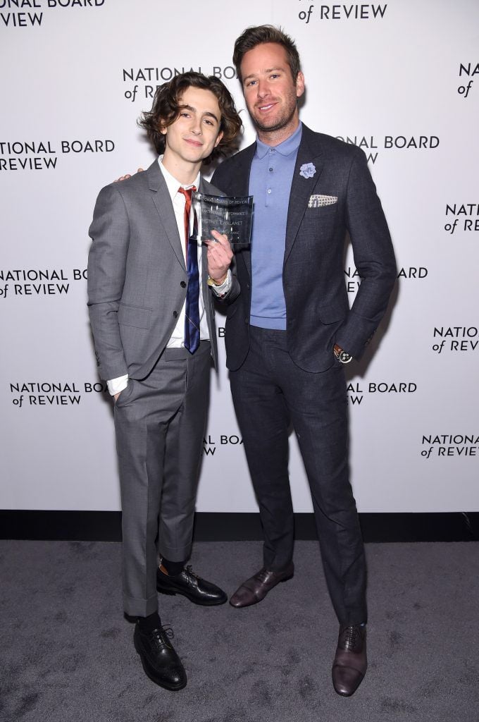 Breakthrough Performance Winner Timothée Chalamet and Armie Hammer attend the National Board of Review Annual Awards Gala at Cipriani 42nd Street on January 9, 2018 in New York City.  (Photo by Jamie McCarthy/Getty Images for National Board of Review)