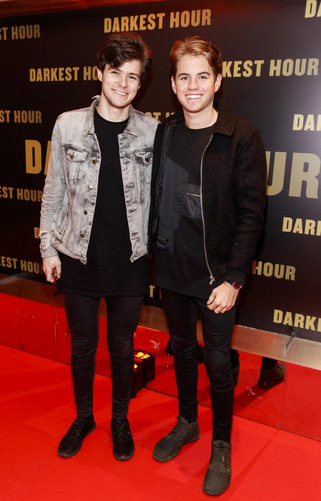 Eoghan MacMahon and 
Richie Power of the boyband Taken pictured at the Universal Pictures special preview screening of Darkest Hour at the Light House Cinema, Dublin (10th January 2018). Photo: Andres Poveda