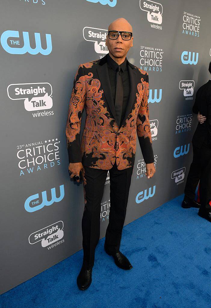 SANTA MONICA, CA - JANUARY 11:  RuPaul attends The 23rd Annual Critics' Choice Awards at Barker Hangar on January 11, 2018 in Santa Monica, California.  (Photo by Matt Winkelmeyer/Getty Images for The Critics' Choice Awards  )