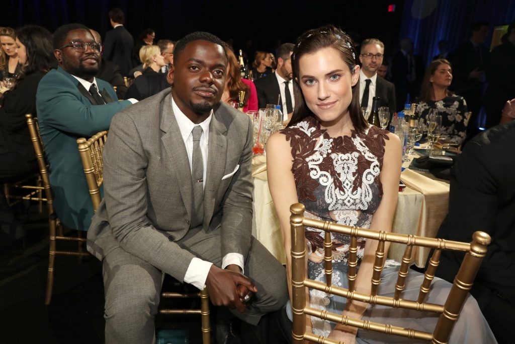 Actors Daniel Kaluuya (L) and Allison Williams attend The 23rd Annual Critics' Choice Awards at Barker Hangar on January 11, 2018 in Santa Monica, California.  (Photo by Christopher Polk/Getty Images for The Critics' Choice Awards  )