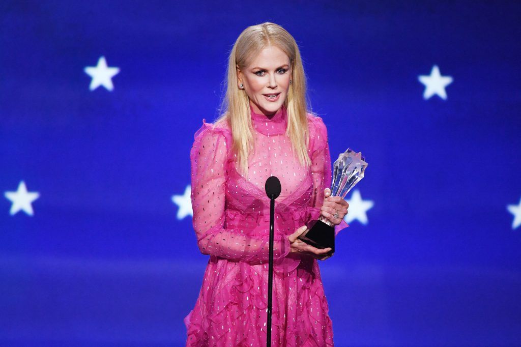Actor Nicole Kidman accepts Best Actress in a Movie/Limited Series for 'Big Little Lies' onstage during The 23rd Annual Critics' Choice Awards at Barker Hangar on January 11, 2018 in Santa Monica, California.  (Photo by Kevin Winter/Getty Images)