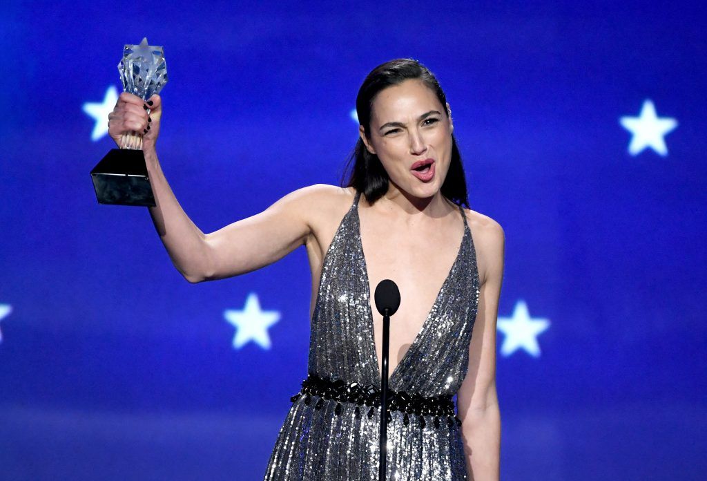 Actor Gal Gadot accepts the SeeHer Award onstage during The 23rd Annual Critics' Choice Awards at Barker Hangar on January 11, 2018 in Santa Monica, California.  (Photo by Kevin Winter/Getty Images)