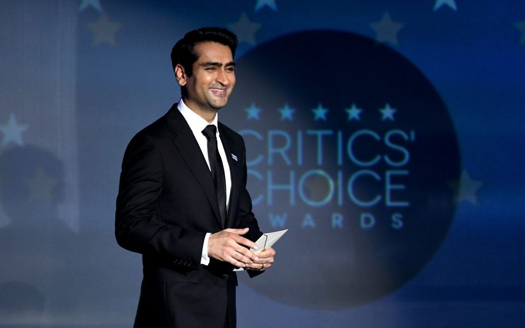 Actor Kumail Nanjiani speaks onstage during The 23rd Annual Critics' Choice Awards at Barker Hangar on January 11, 2018 in Santa Monica, California.  (Photo by Kevin Winter/Getty Images)