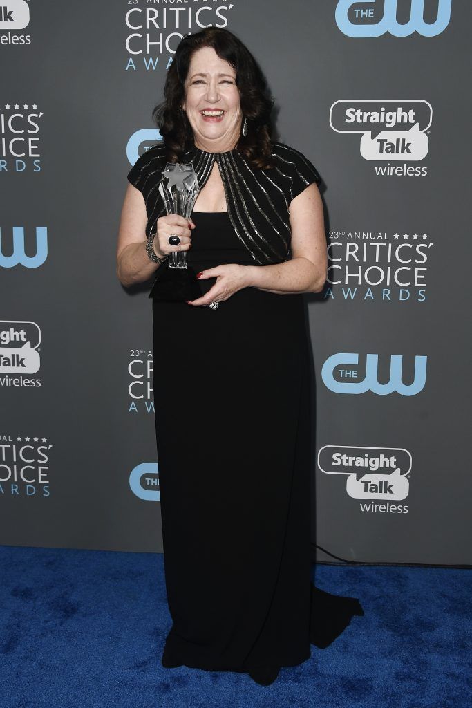 Actor Ann Dowd, winner of Best Supporting Actress in a Drama Series for 'The Handmaid's Tale', poses in the press room during The 23rd Annual Critics' Choice Awards at Barker Hangar on January 11, 2018 in Santa Monica, California.  (Photo by Frazer Harrison/Getty Images)