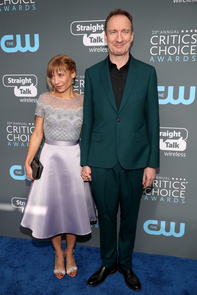 SANTA MONICA, CA - JANUARY 11:  Actor David Thewlis (R) and guest attend The 23rd Annual Critics' Choice Awards at Barker Hangar on January 11, 2018 in Santa Monica, California.  (Photo by Christopher Polk/Getty Images for The Critics' Choice Awards  )