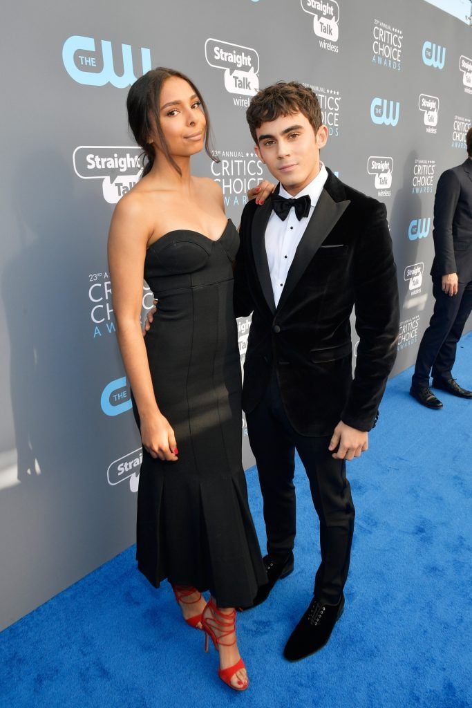 SANTA MONICA, CA - JANUARY 11:  Actor Tyler Alvarez (R) and guest attend The 23rd Annual Critics' Choice Awards at Barker Hangar on January 11, 2018 in Santa Monica, California.  (Photo by Matt Winkelmeyer/Getty Images for The Critics' Choice Awards  )