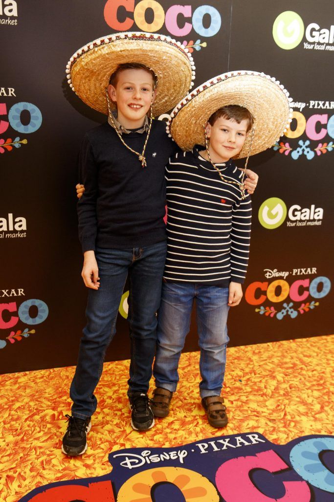 James (10) and Andrew Cluskey (8) pictured at the special family screening of Disney Pixar's Coco in the ODEON Cinema Point Village (13th January 2018). Picture: Andres Poveda