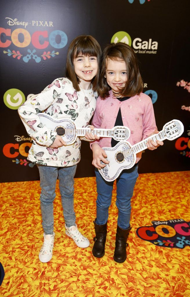 Maria McCourt (6) and Claire Warde (5) pictured at the special family screening of Disney Pixar's Coco in the ODEON Cinema Point Village (13th January 2018). Picture: Andres Poveda