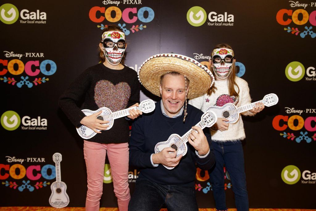 Beatice, Neil and Caryis Davis pictured at the special family screening of Disney Pixar's Coco in the ODEON Cinema Point Village (13th January 2018). Picture: Andres Poveda
