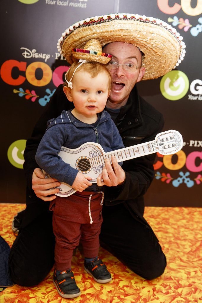 Garreth Chaney and son Darragh (1) pictured at the special family screening of Disney Pixar's Coco in the ODEON Cinema Point Village (13th January 2018). Picture: Andres Poveda