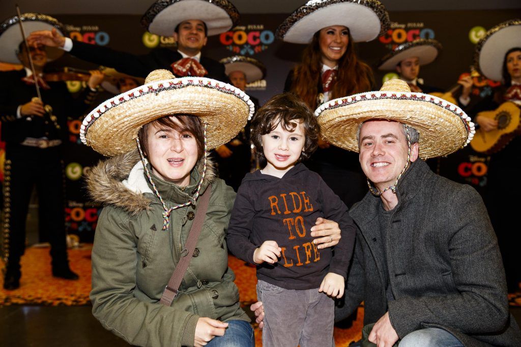 Raquel, Kia and Justin Ryan pictured at the special family screening of Disney Pixar's Coco in the ODEON Cinema Point Village (13th January 2018). Picture: Andres Poveda