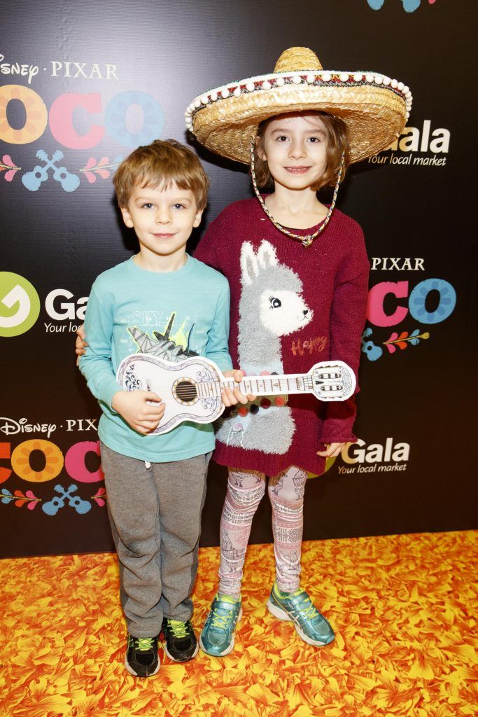 Lucas and Corinne Mikhail pictured at the special family screening of Disney Pixar's Coco in the ODEON Cinema Point Village (13th January 2018). Picture: Andres Poveda