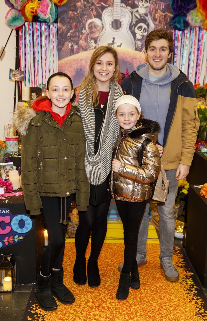 Isabelle Coughlan (12), Julie McCall, Rory Lynch, Ava CcCall (9) pictured at the special family screening of Disney Pixar's Coco in the ODEON Cinema Point Village (13th January 2018). Picture: Andres Poveda