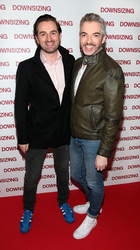 Kieran Clarke and Dillon St Paul at the special preview screening of Downsizing at The Stella Theatre, Rathmines. Photo by Brian McEvoy