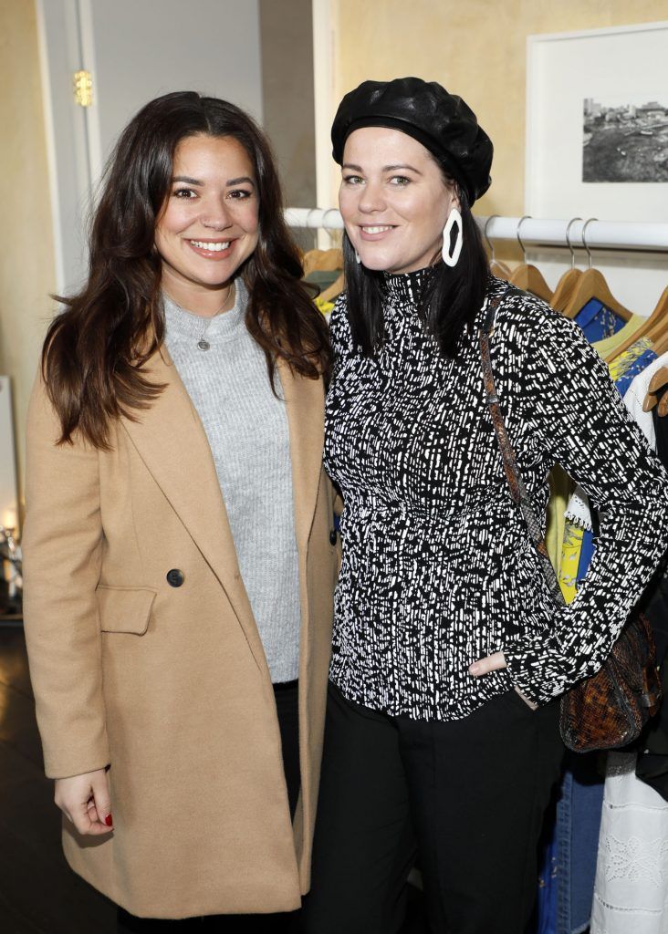 Nadia El Ferdaoussi and Corina Gaffey at the launch of Mint Velvet’s new Spring/Summer 2018 collection at 23 Leinster Road -photo Kieran Harnett