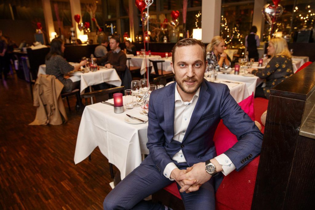 First Dates maitre d' Mateo Sania is pictured at the launch of the First Dates Restaurant at the Gibson Hotel. Photo by Andres Poveda