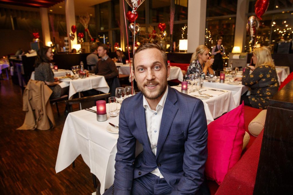 First Dates maitre d' Mateo Sania is pictured at the launch of the First Dates Restaurant at the Gibson Hotel. Photo by Andres Poveda