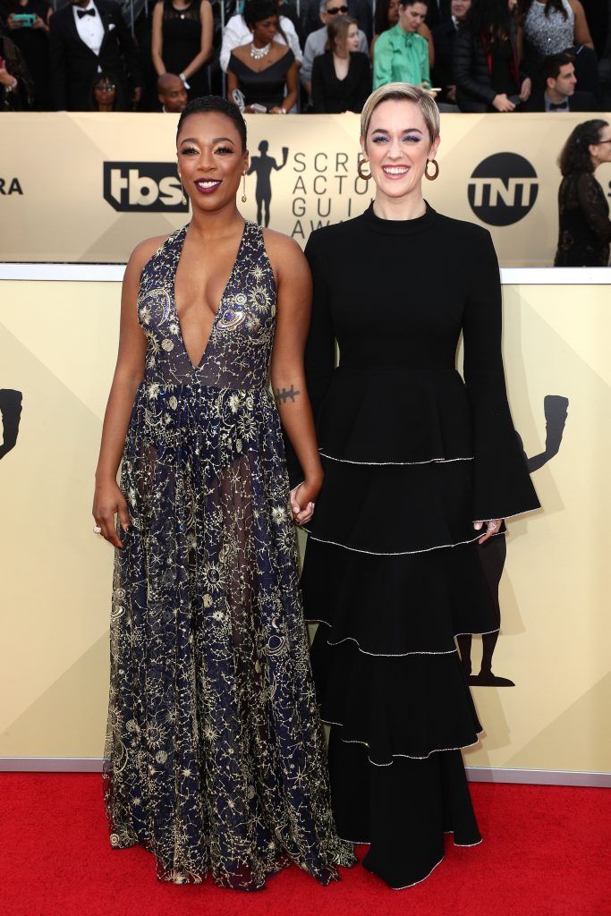 LOS ANGELES, CA - JANUARY 21:  Actor Samira Wiley (L) and Lauren Morelli attend the 24th Annual Screen Actors Guild Awards at The Shrine Auditorium on January 21, 2018 in Los Angeles, California. 27522_017  (Photo by Frederick M. Brown/Getty Images)