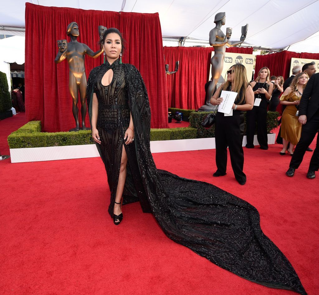 LOS ANGELES, CA - JANUARY 21:  Actor Jessica Pimentel attends the 24th Annual Screen Actors Guild Awards at The Shrine Auditorium on January 21, 2018 in Los Angeles, California.  (Photo by Kevork Djansezian/Getty Images)