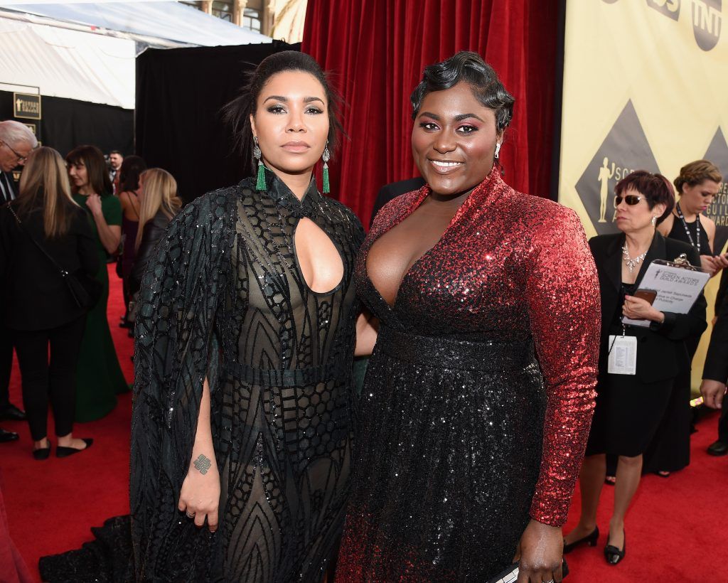 LOS ANGELES, CA - JANUARY 21:  Actors Jessica Pimentel and Danielle Brooks (R) attend the 24th Annual Screen Actors Guild Awards at The Shrine Auditorium on January 21, 2018 in Los Angeles, California.  (Photo by Kevork Djansezian/Getty Images)