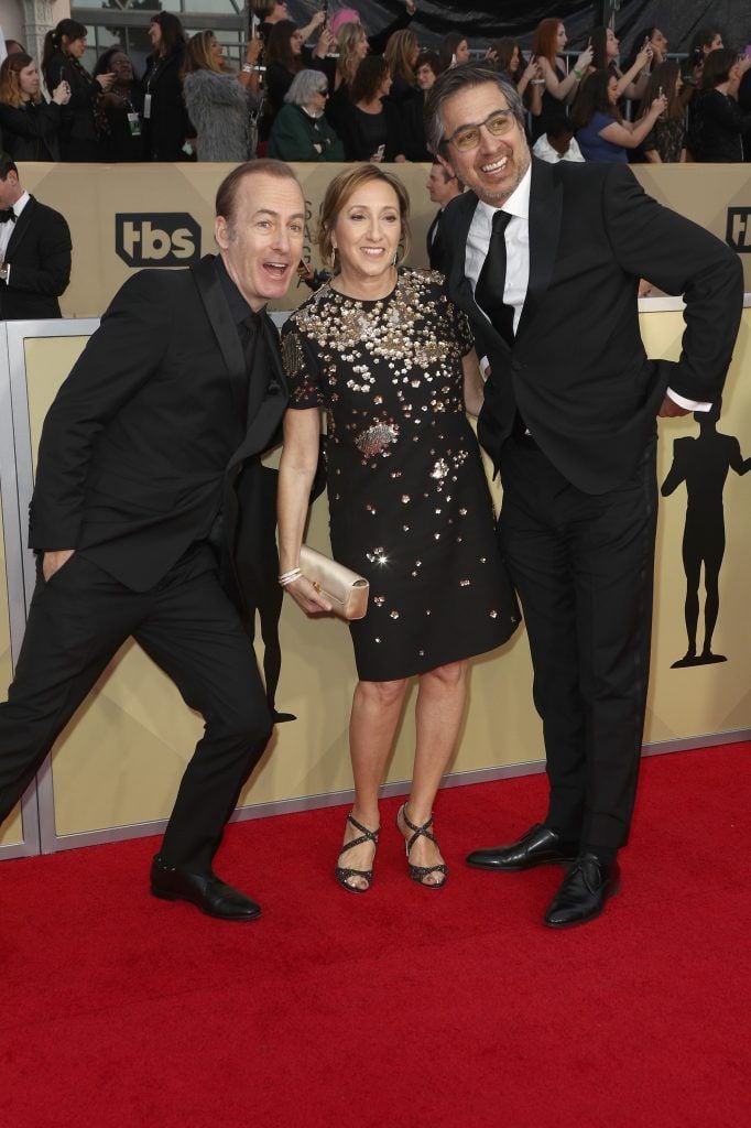 LOS ANGELES, CA - JANUARY 21: (L-R) Actor Bob Odenkirk, Anna Romano and actor Ray Romano attend the 24th Annual Screen Actors Guild Awards at The Shrine Auditorium on January 21, 2018 in Los Angeles, California. 27522_017  (Photo by Frederick M. Brown/Getty Images)
