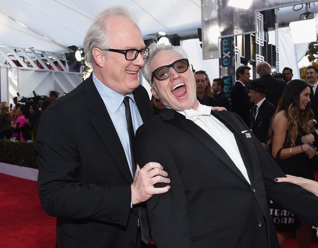LOS ANGELES, CA - JANUARY 21:  Actors Tracy Letts and Bradley Whitford (R) attend the 24th Annual Screen Actors Guild Awards at The Shrine Auditorium on January 21, 2018 in Los Angeles, California.  (Photo by Kevork Djansezian/Getty Images)
