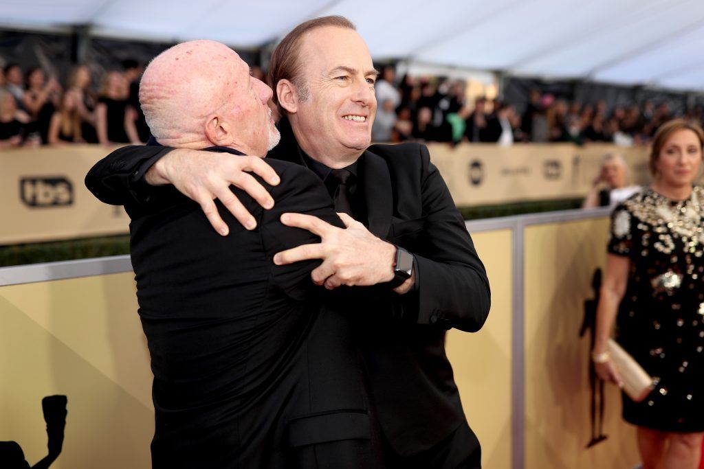LOS ANGELES, CA - JANUARY 21:  Actors Jonathan Banks (L) and Bob Odenkirk attend the 24th Annual Screen Actors Guild Awards at The Shrine Auditorium on January 21, 2018 in Los Angeles, California. 27522_010  (Photo by Christopher Polk/Getty Images for Turner Image)