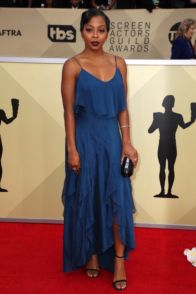 LOS ANGELES, CA - JANUARY 21:  NUARY 21:  Actor  Bresha Webb attends the 24th Annual Screen Actors Guild Awards at The Shrine Auditorium on January 21, 2018 in Los Angeles, California. 27522_017  (Photo by Frederick M. Brown/Getty Images)