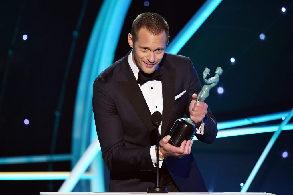 Actor Alexander Skarsgard accepts the Outstanding Performance by a Male Actor in a Television Movie or Limited Series award for 'Big Little Lies' onstage during the 24th Annual Screen Actors Guild Awards at The Shrine Auditorium on January 21, 2018 in Los Angeles, California. (Photo by Kevin Winter/Getty Images)