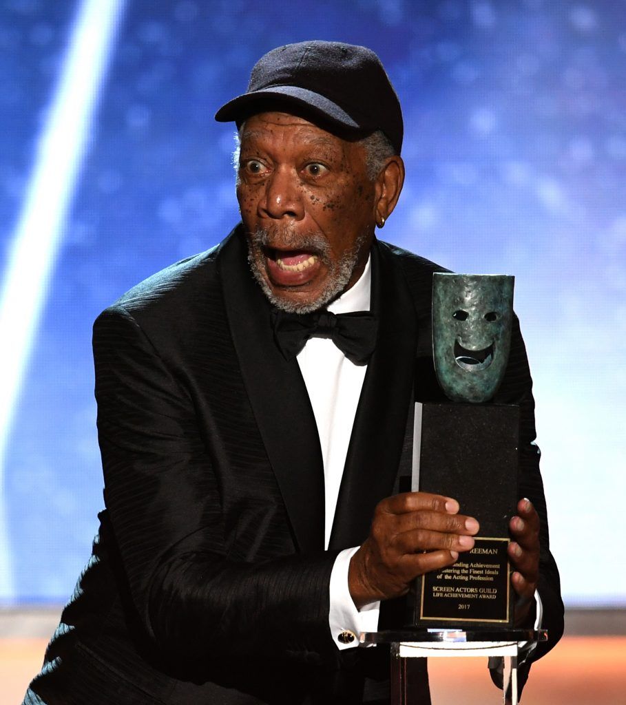 Honoree Morgan Freeman accepts the Life Achievement Award onstage during the 24th Annual Screen Actors Guild Awards at The Shrine Auditorium on January 21, 2018 in Los Angeles, California.  (Photo by Kevin Winter/Getty Images)