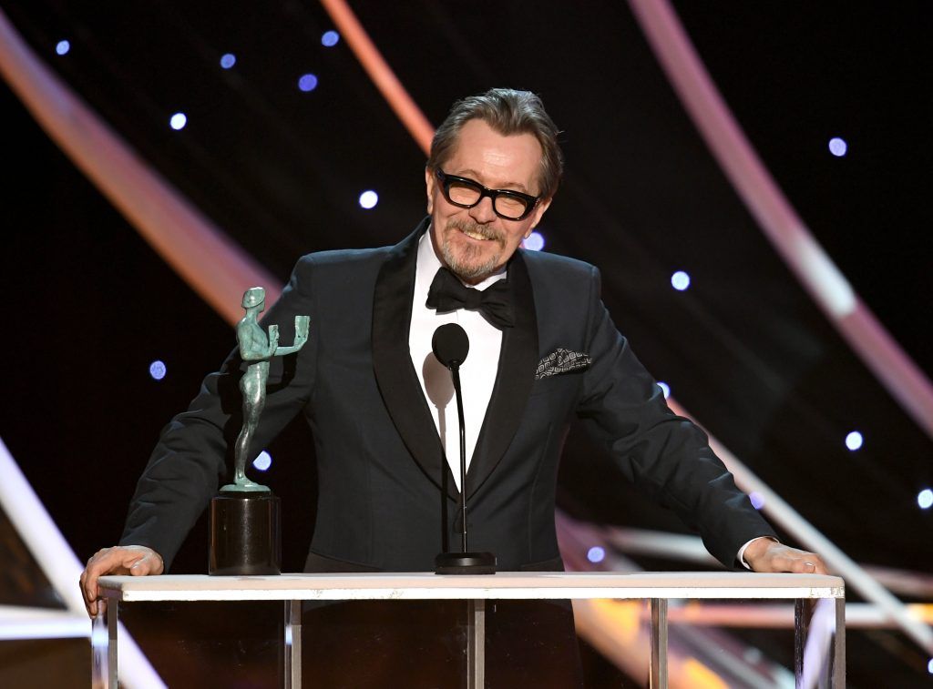 Actor Gary Oldman accepts the Outstanding Performance by a Male Actor in a Leading Role award for 'Darkest Hour' onstage during the 24th Annual Screen Actors Guild Awards at The Shrine Auditorium on January 21, 2018 in Los Angeles, California. (Photo by Kevin Winter/Getty Images)