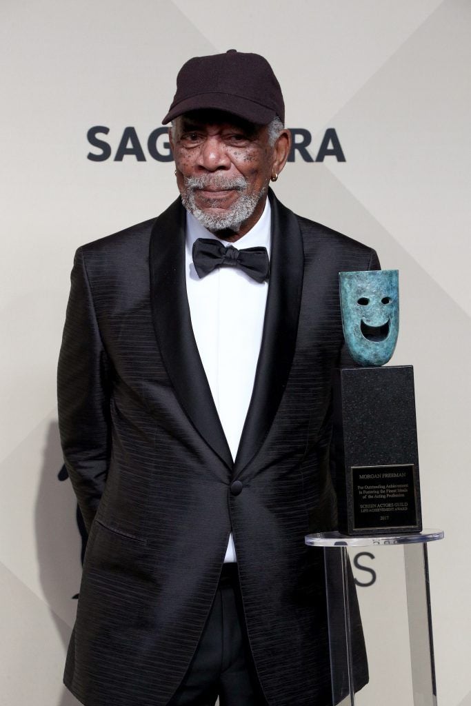 Honoree Morgan Freeman, 54th Annual SAG Life Achievement Award recipient, poses in the press room during the 24th Annual Screen Actors Guild Awards at The Shrine Auditorium on January 21, 2018 in Los Angeles, California. (Photo by Frederick M. Brown/Getty Images)
