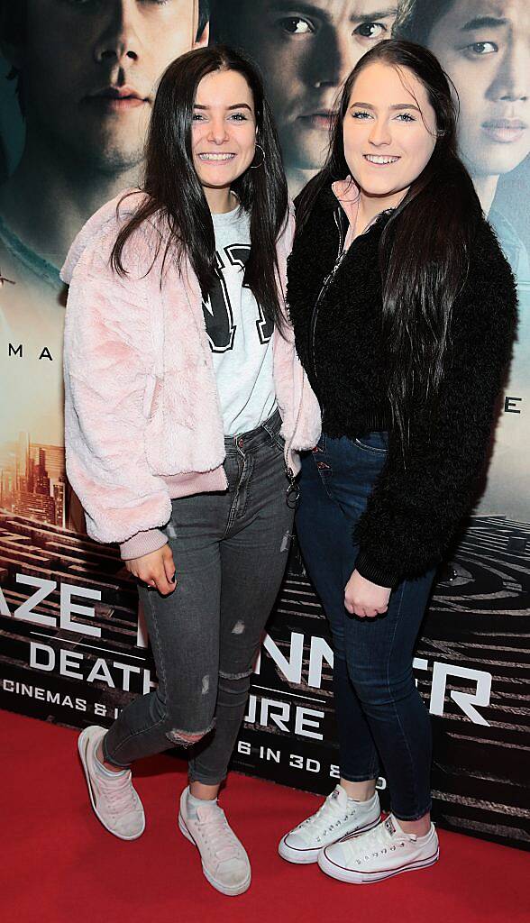 Lucy Horgan and Emma Whooley at the special preview screening of Maze Runner - The Death Cure at Cineworld IMAX, Dublin. Photo by Brian McEvoy