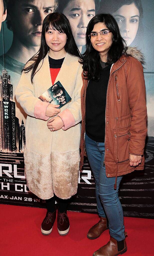 Xue Tang and Pallavi Avova at the special preview screening of Maze Runner - The Death Cure at Cineworld IMAX, Dublin. Photo by Brian McEvoy