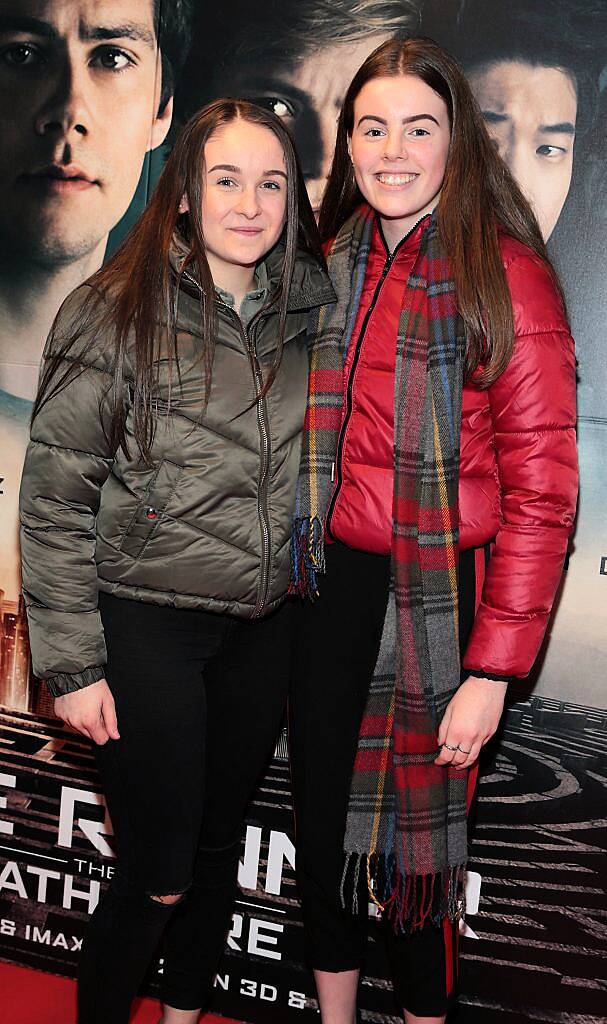 Sophie Hallam and Emily Kelly at the special preview screening of Maze Runner - The Death Cure at Cineworld IMAX, Dublin. Photo by Brian McEvoy