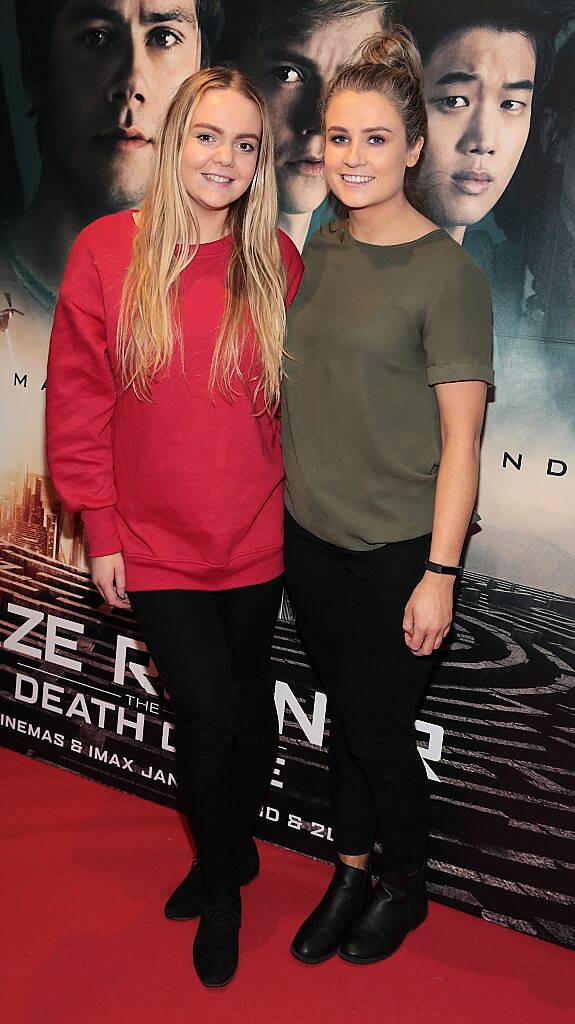 Shauna Kane and Ali O Brien at the special preview screening of Maze Runner - The Death Cure at Cineworld IMAX, Dublin. Photo by Brian McEvoy